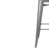 Bolero Bistro Backrest High Stools with Wooden Seat Gun Metal (4 Pack)