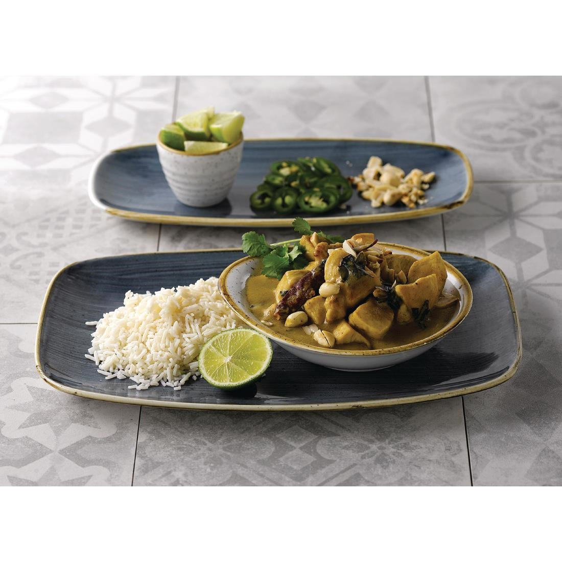 Churchill Stonecast No. 9 Oblong Chefs Plates 355 x 245mm Blueberry (6 Pack)
