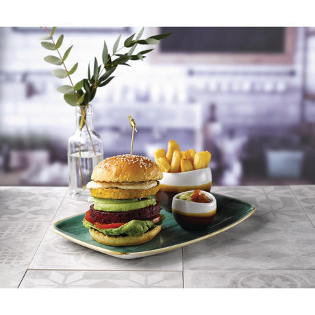 Churchill Stonecast No. 9 Oblong Chefs Plates 355 x 245mm Samphire Green (6 Pack)