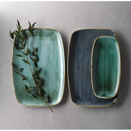 Churchill Stonecast No. 9 Oblong Chefs Plates 355 x 245mm Samphire Green (6 Pack)