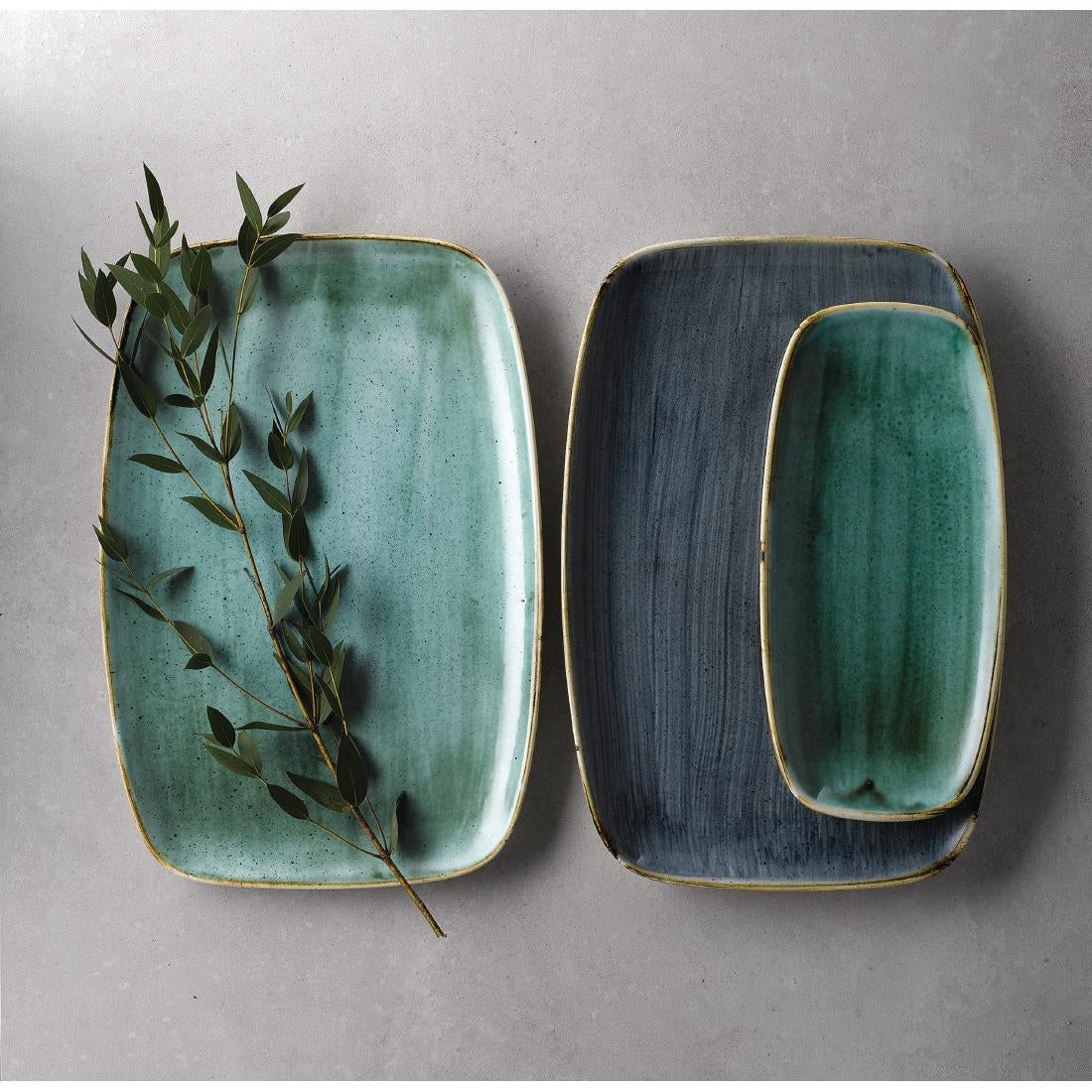 Churchill Stonecast No. 4 Oblong Chefs Plates Samphire Green 269 x 127mm (12 Pack)