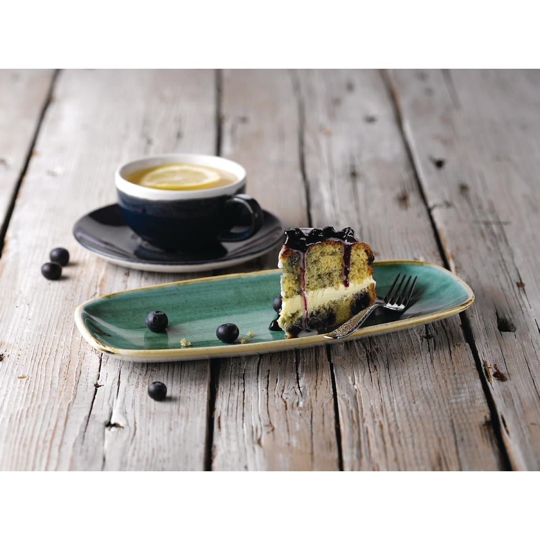 Churchill Stonecast No. 4 Oblong Chefs Plates Samphire Green 269 x 127mm (12 Pack)