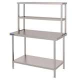 Vogue Stainless Steel Wall Prep Table Welded with Double Gantry 1200mm