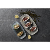 Churchill Raku Duo Chefs Oblong Plates Topaz Quartz 355x189mm (6 Pack)