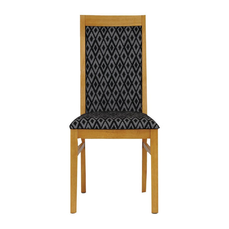Brooklyn Soft Oak Dining Chairs with Black Padded Seat & Back (2 Pack)