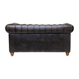 Chesterfield Leather Two-Seater Sofa Antique Brown