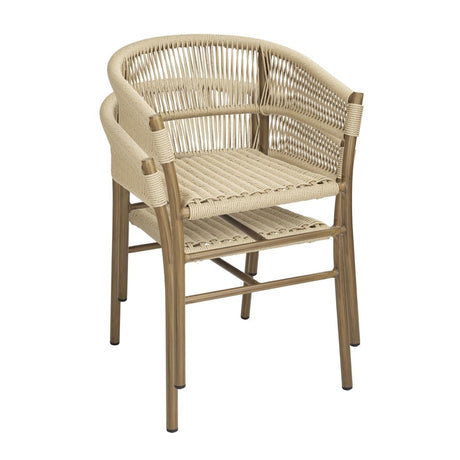 Bolero Florence Rope Twist Wicker Chairs Natural (2 Pack)
