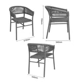 Bolero Florence Rope Twist Wicker Chairs Grey Mix (2 Pack)
