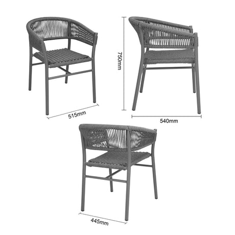 Bolero Florence Rope Twist Wicker Chairs Grey Mix (2 Pack)
