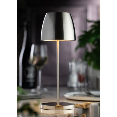 Utopia Montserrat LED Cordless Table Lamp 300mm Brushed Silver (6 Pack)