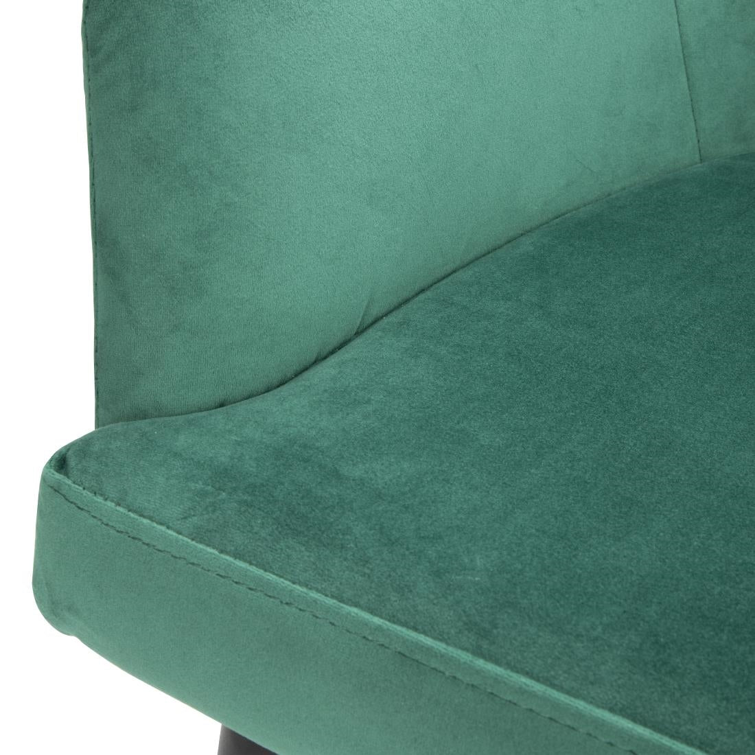 Bolero Lia Velvet Effect Chairs Dark Green (2 Pack)