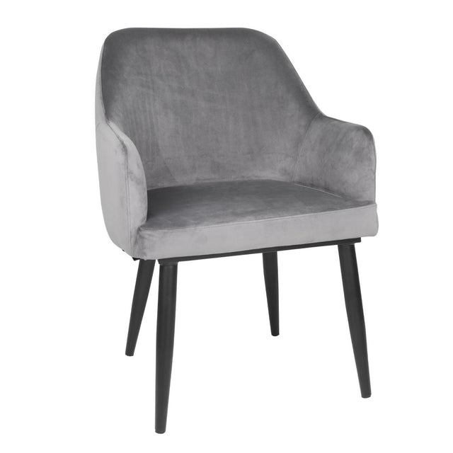 Bolero Lia Velvet Effect Chairs Grey (2 Pack)