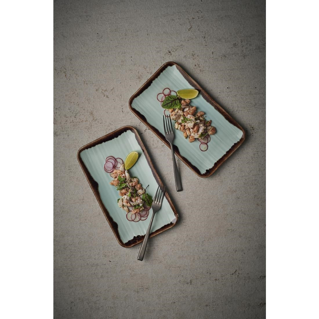 Dudson Harvest Organic Rectangular Plates Turquoise 270x160mm (12 Pack)