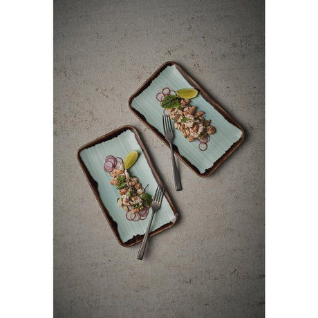 Dudson Harvest Organic Rectangular Plates Turquoise 270x160mm (12 Pack)