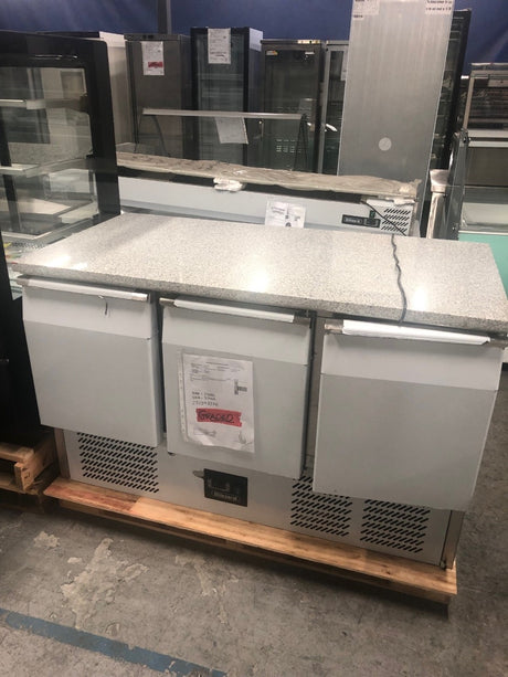 Graded 01062 Bcc3 Gr Top Compact Triple Door Counter Refrigerator With Granite Worktop