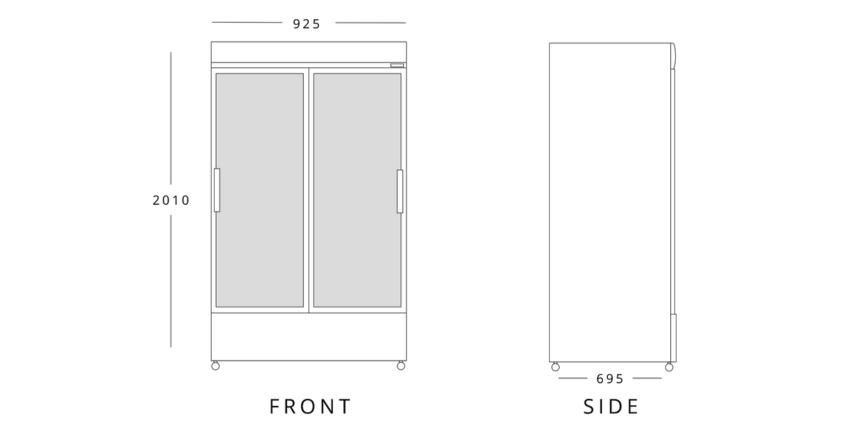 630 L Double Sliding Glass Door Display Merchandiser