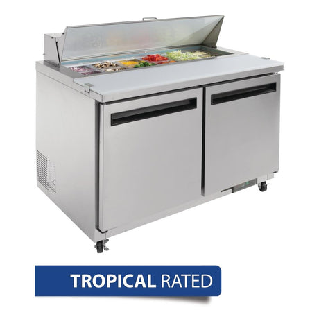Polar U-Series Double Door Prep Counter Fridge 405Ltr