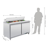 Polar U-Series Double Door Prep Counter Fridge 527Ltr