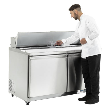 Polar U-Series Double Door Prep Counter Fridge 527Ltr
