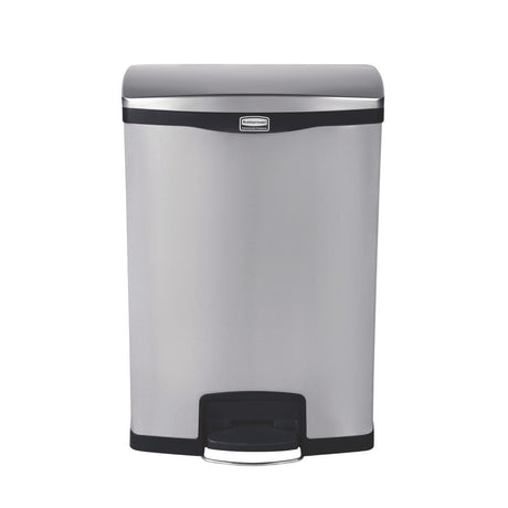 Rubbermaid Slim Jim Step-On Pedal Bin Stainless Steel 90Ltr