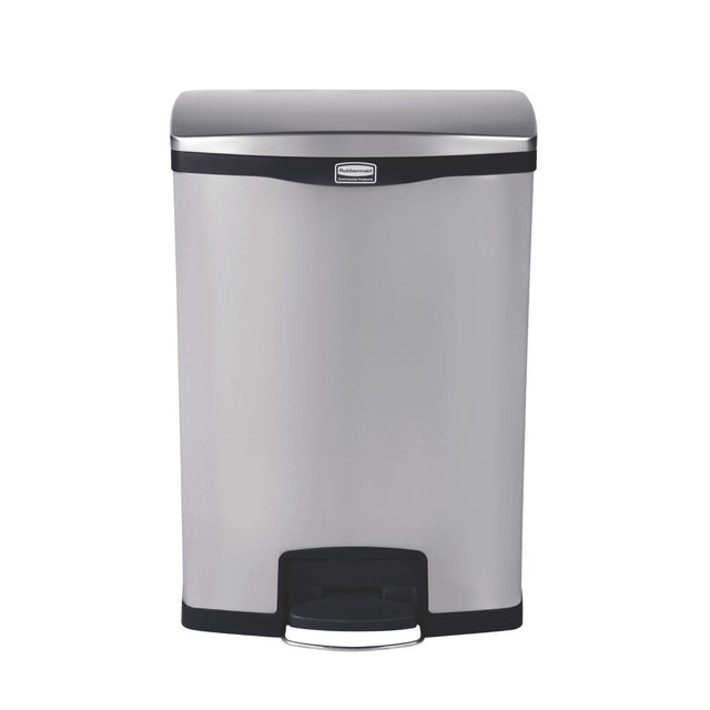 Rubbermaid Slim Jim Step-On Pedal Bin Stainless Steel 90Ltr