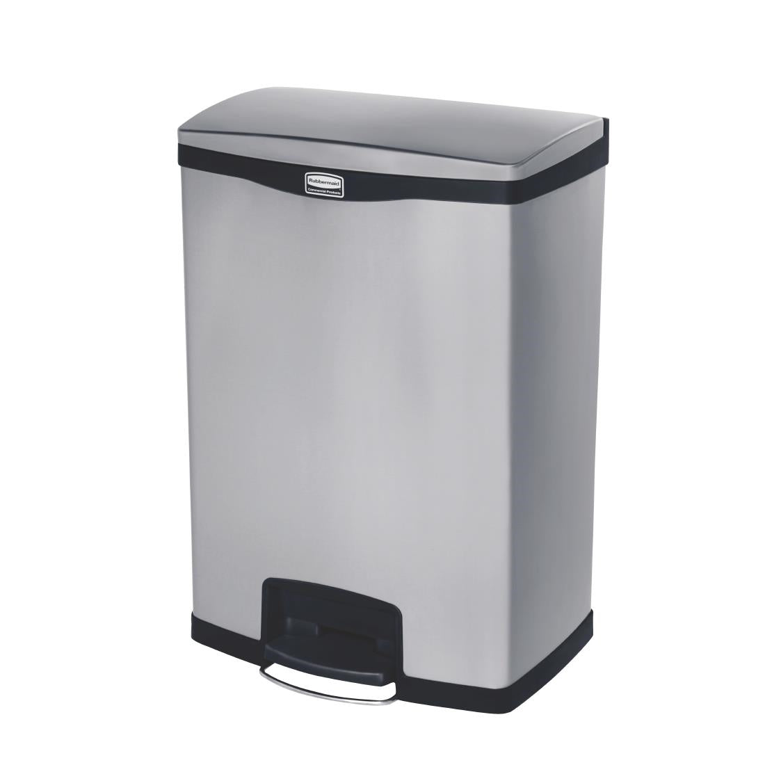 Rubbermaid Slim Jim Step-On Pedal Bin Stainless Steel 90Ltr