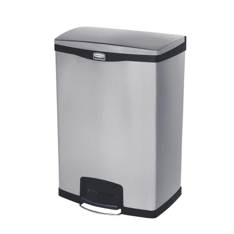Rubbermaid Slim Jim Step-On Pedal Bin Stainless Steel 90Ltr