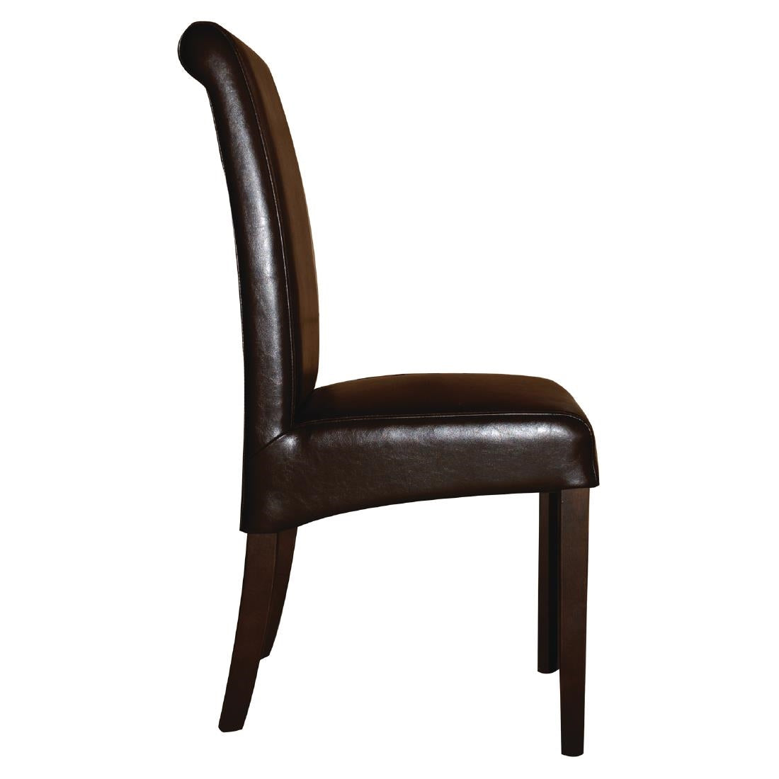 Bolero Curved Back Leather Chairs Dark Brown (2 Pack)