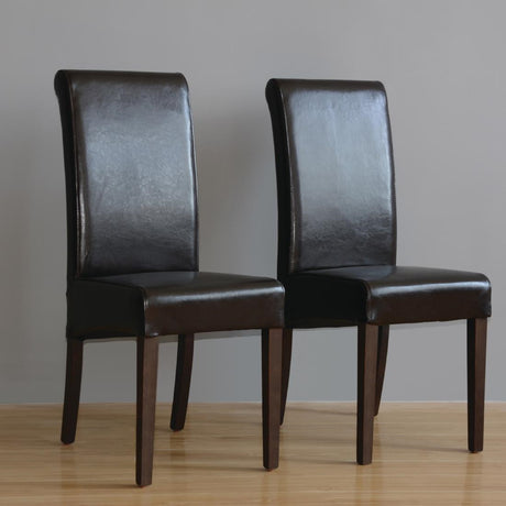 Bolero Curved Back Leather Chairs Dark Brown (2 Pack)