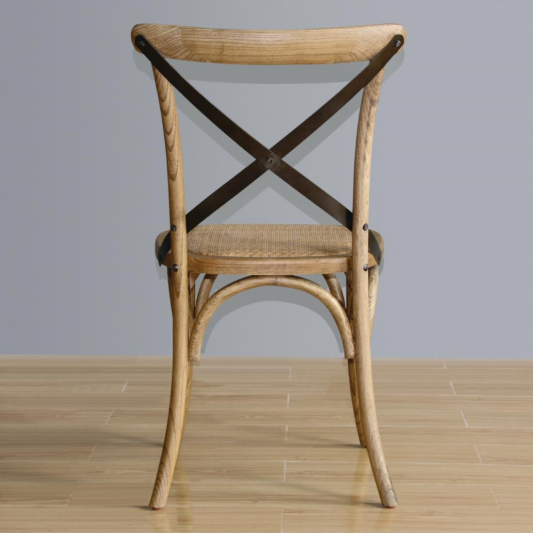 Bolero Bentwood Chairs with Metal Cross Back Natural (2 Pack)