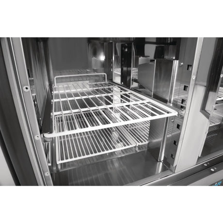 Polar G-Series 2 Door Pizza Prep Counter with Glass Sneeze Guard 256Ltr