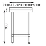 Vogue Stainless Steel Table with Upstand 1800mm