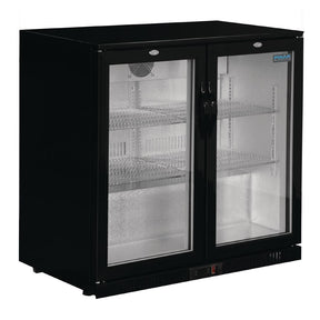 Polar G-Series Back Bar Cooler with Hinged Doors Black 208Ltr