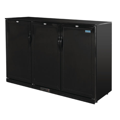 Polar G-Series 900mm Triple Solid Door Back Bar Cooler Black 330Ltr