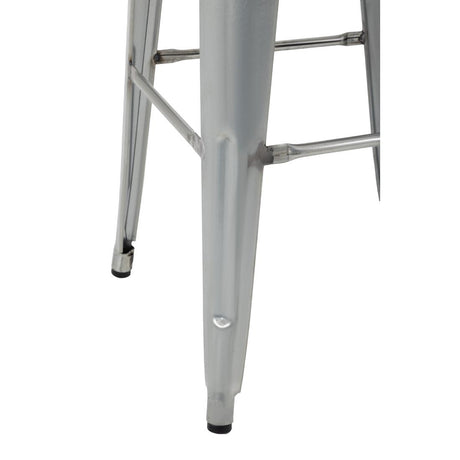 Bolero Bistro High Stools with Wooden Seat Galvanised Steel (4 Pack)