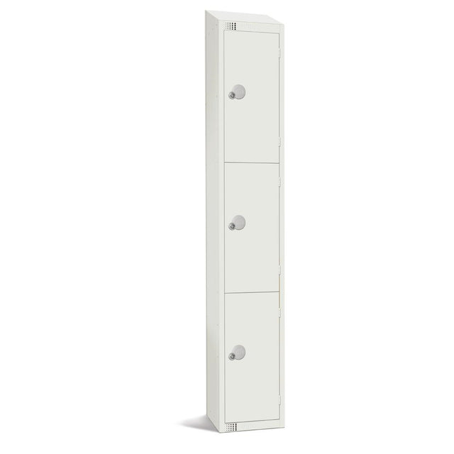 Elite Three Door Manual Combination Locker Locker White with Sloping Top