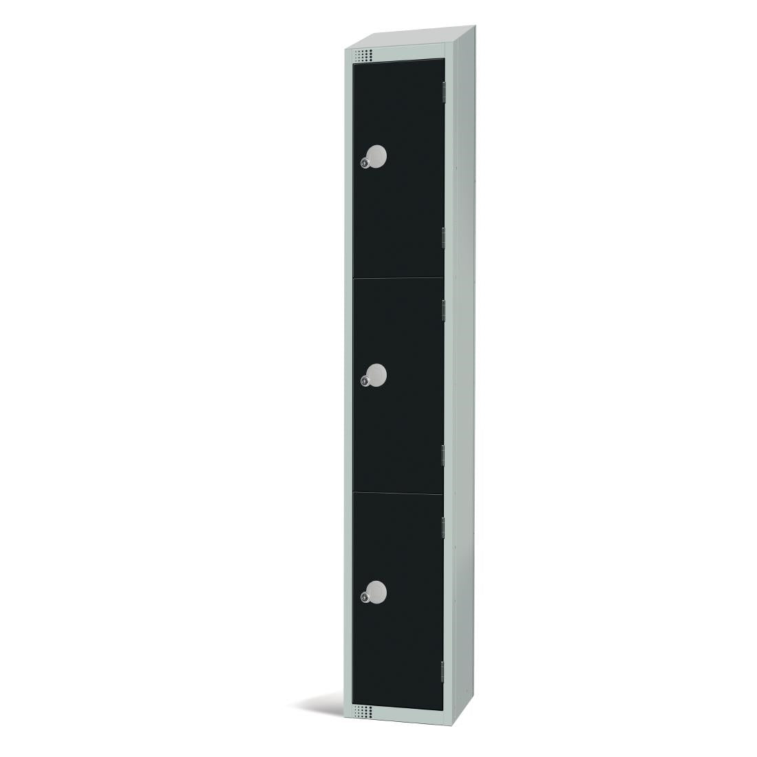 Elite Three Door Electronic Combination Locker with sloping top Black