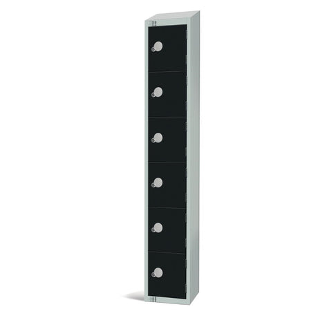 Elite Six Door Electronic Combination Locker with sloping top Black