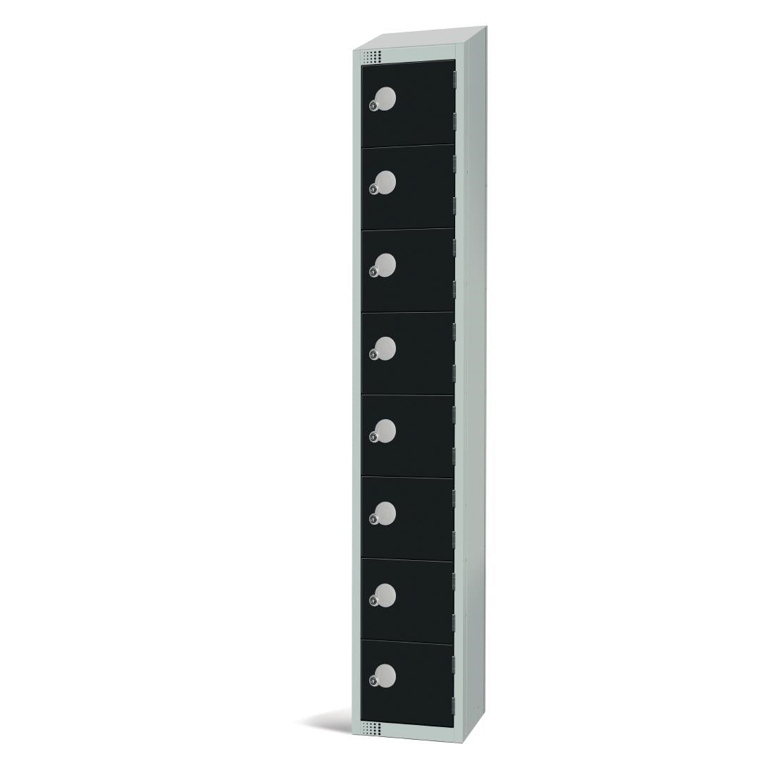 Elite Eight Door Camlock Locker with Sloping Top Black