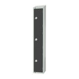 Elite Three Door Coin Return Locker with Sloping Top Graphite Grey