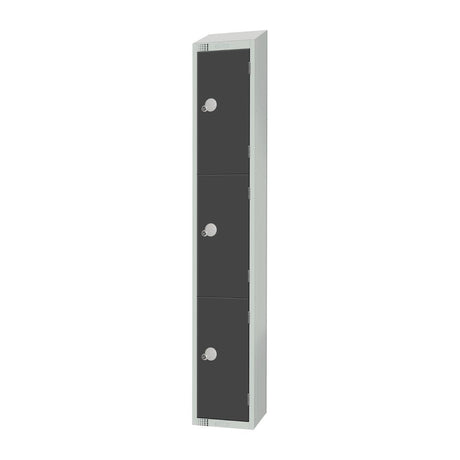 Elite Three Door Coin Return Locker with Sloping Top Graphite Grey