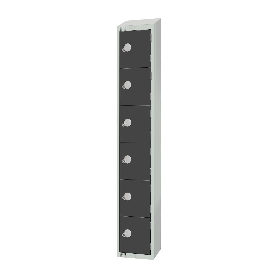 Elite Six Door Coin Return Locker with Sloping Top Graphite Grey