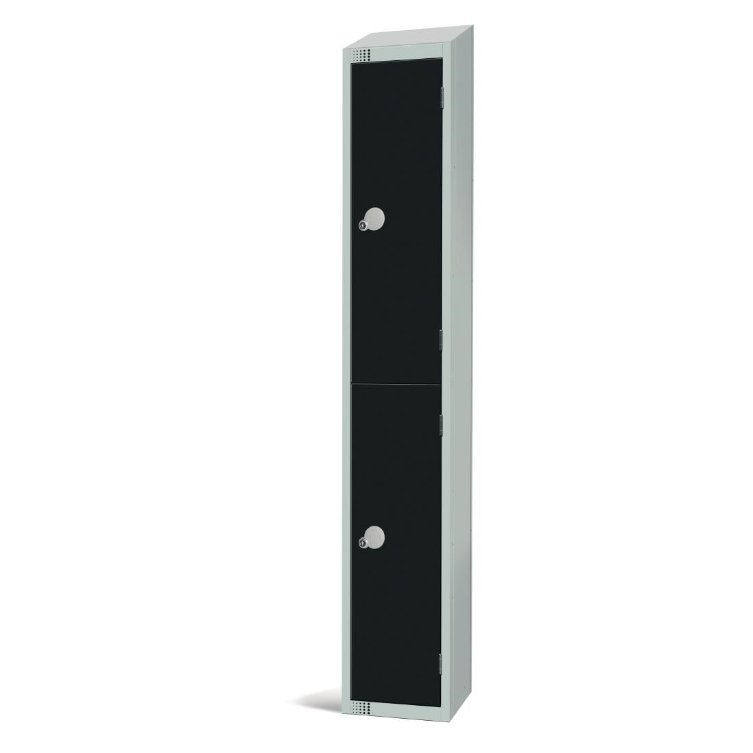 Elite Double Door Coin Return Locker with Sloping Top Graphite Black