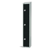 Elite Three Door Coin Return Locker with Sloping Top Black