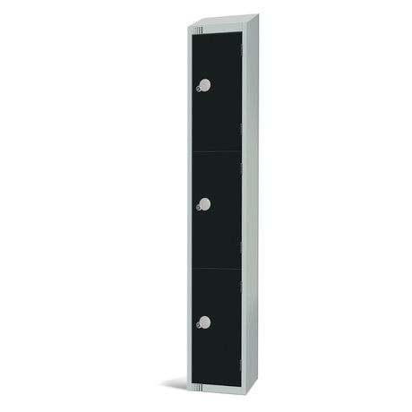 Elite Three Door Electronic Combination Locker with Sloping Top Black