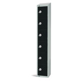 Elite Six Door Coin Return Locker with Sloping Top Black