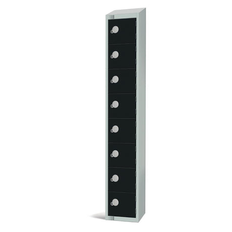 Elite Eight Door Camlock Locker with Sloping Top Black