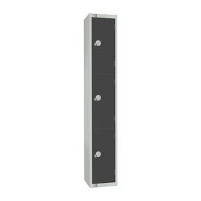 Elite Three Door Electronic Combination Locker with Sloping Top Graphite Grey