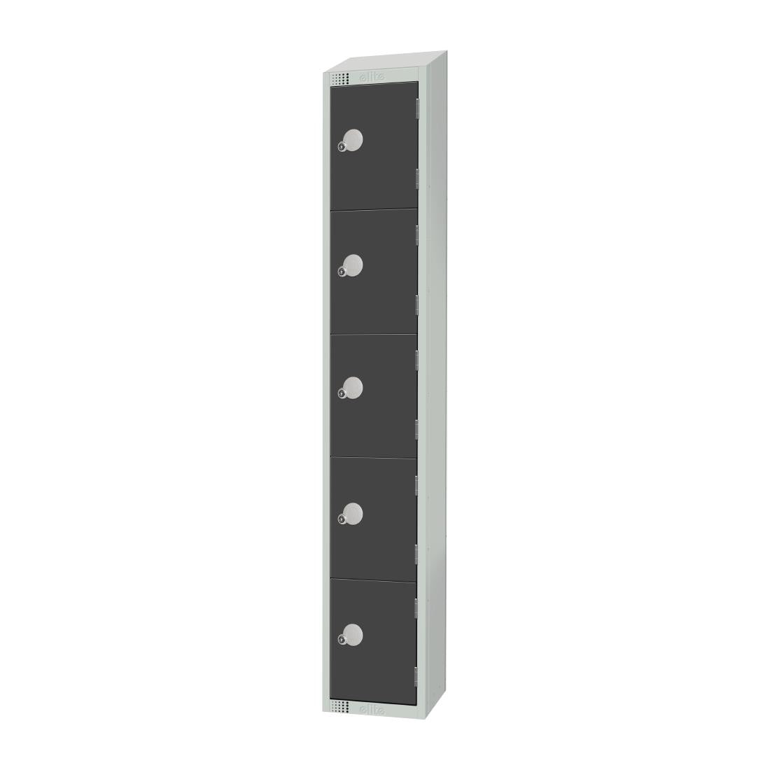 Elite Five Door Coin Return Locker with Sloping Top Graphite Grey