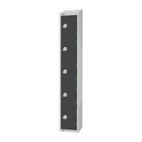Elite Five Door Coin Return Locker with Sloping Top Graphite Grey